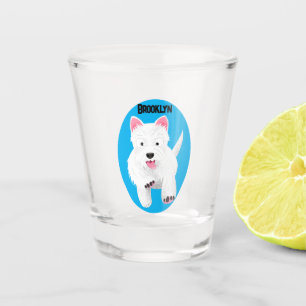 Schattig wit west highland terrier cartoon shot glas