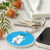 Schattig wit west highland terrier cartoon sleutelhanger (Voorkant Rechts)
