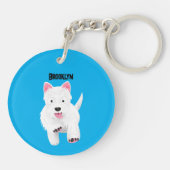 Schattig wit west highland terrier cartoon sleutelhanger (Achterkant)