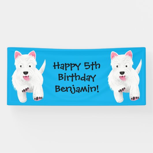 Schattig wit west highland terrier cartoon spandoek (Horizontaal)