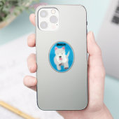 Schattig wit west highland terrier cartoon sticker (Telefoon)