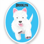 Schattig wit west highland terrier cartoon sticker (Voorkant)