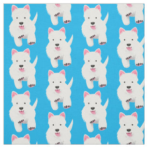 Schattig wit west highland terrier cartoon stof
