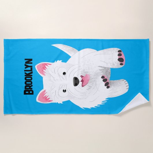 Schattig wit west highland terrier cartoon strandlaken (Voorkant)