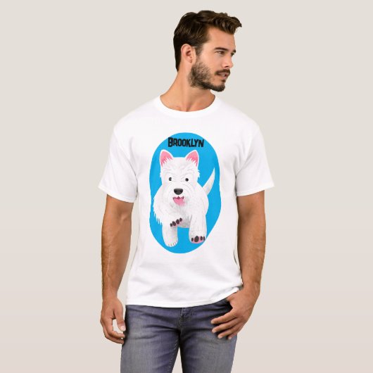 Schattig wit west highland terrier cartoon t-shirt (Voorkant volledig)