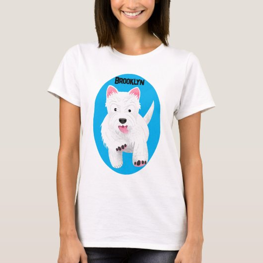 Schattig wit west highland terrier cartoon t-shirt (Voorkant)