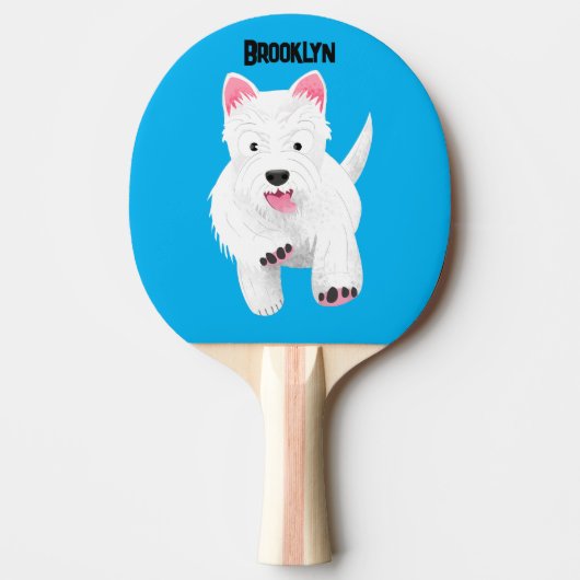 Schattig wit west highland terrier cartoon tafeltennisbatje (Voorkant)