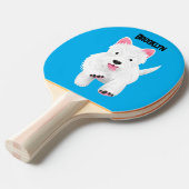 Schattig wit west highland terrier cartoon tafeltennisbatje (Voorkant Gekanteld)
