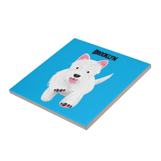 Schattig wit west highland terrier cartoon tegeltje (Zijkant)