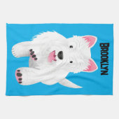 Schattig wit west highland terrier cartoon theedoek (Horizontaal)