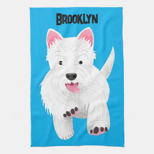 Schattig wit west highland terrier cartoon theedoek