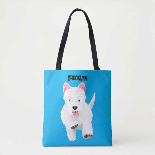 Schattig wit west highland terrier cartoon tote bag (Voorkant)
