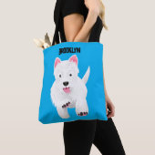 Schattig wit west highland terrier cartoon tote bag (Dichtbij)