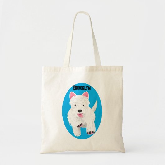 Schattig wit west highland terrier cartoon tote bag (Voorkant)