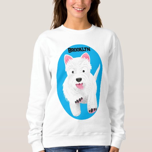 Schattig wit west highland terrier cartoon trui (Voorkant)
