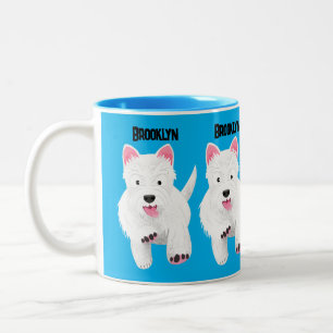 Schattig wit west highland terrier cartoon tweekleurige koffiemok