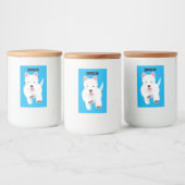 Schattig wit west highland terrier cartoon voedselcontainer etiket (Flessen)