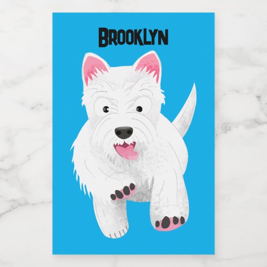 Schattig wit west highland terrier cartoon voedselcontainer etiket (Enkel label)