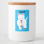 Schattig wit west highland terrier cartoon voedselcontainer etiket (Voorkant)