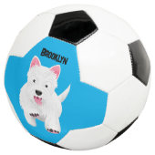 Schattig wit west highland terrier cartoon voetbal (Drie kwart)