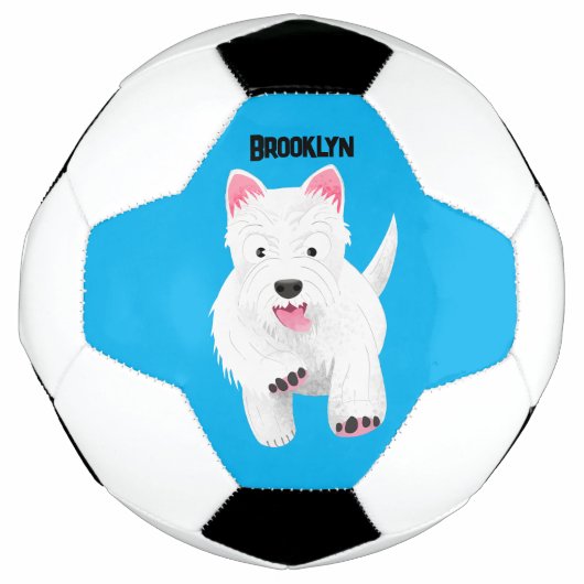 Schattig wit west highland terrier cartoon voetbal (Voorkant)