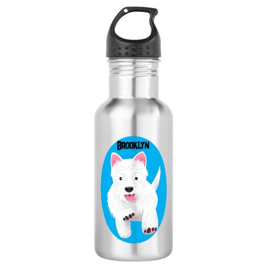 Schattig wit west highland terrier cartoon waterfles  (Voorkant)