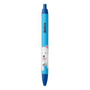 Schattig wit west highland terrier cartoon zwarte inkt pen