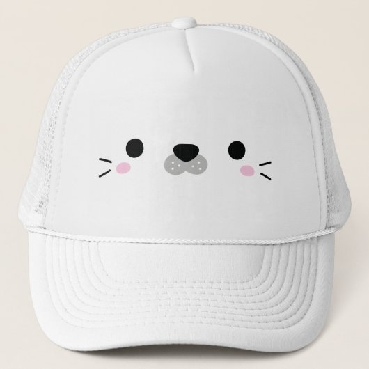 Schattig wit zeehondje gezicht trucker pet (Voorkant)
