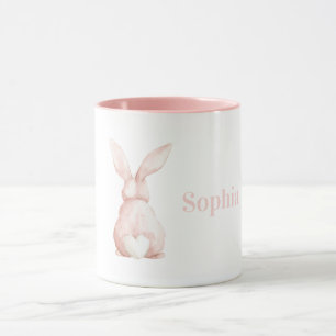 Schattig Witte Blos Roze Konijn Hart Staart Mok