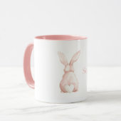 Schattig Witte Blos Roze Konijn Hart Staart Mok (Voorkant links)