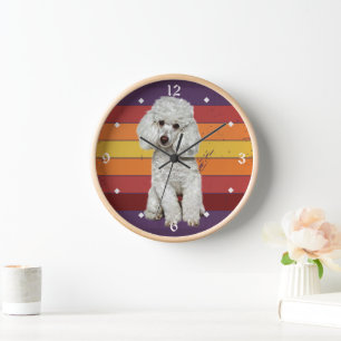 Schattig Witte Dog Retro Sunset