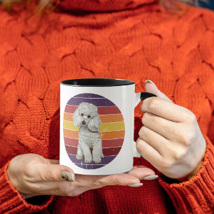 Schattig Witte Dog Retro Sunset Mok