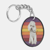 Schattig Witte Dog Retro Sunset Sleutelhanger (Voorkant Links)