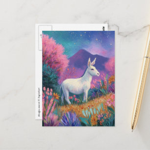 Schattig witte ezel in bergen briefkaart