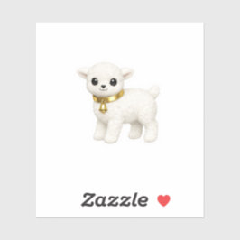 Schattig Witte Fluffy Lam Gouden Bel Harnas Sticker