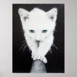 Schattig witte katje Dieren tekenkunst Kattenliefh Poster