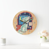 Schattig Witte Katje en Patchwork Grote Klok (Huis)