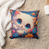 Schattig Witte Kitten Met Helderblauwe Ogen Kussen (Deken)