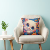 Schattig Witte Kitten Met Helderblauwe Ogen Kussen (Stoel)