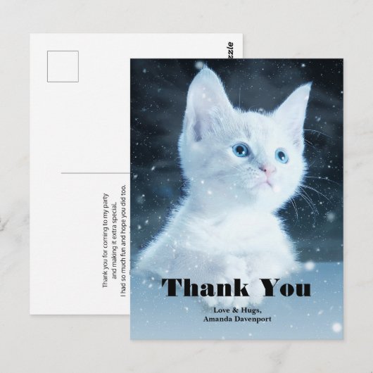 Schattig Witte Kitten met Mooie Blauwe Ogen Dank J Briefkaart (Voorkant / Achterkant)