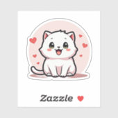 Schattig Witte Kitten – Pastel Stijl Sticker (Vel)
