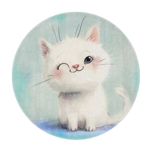 Schattig Witte Kitten Snijplank (Voorkant)