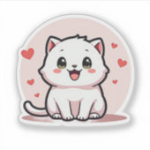 Schattig Witte Kittens – Pastel Stijl Sticker (Voorkant)
