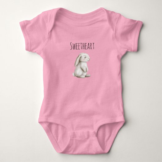Schattig Witte Konijn Liefje Romper (Voorkant)
