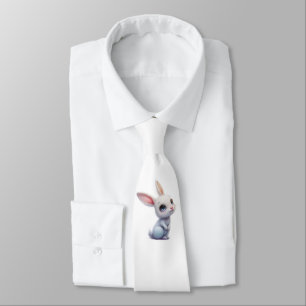 Schattig Witte Konijn met Grote Blauwe Ogen Stropdas