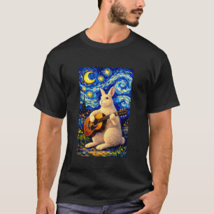 Schattig Witte Konijn Speelt Gitaar Whimsical Koni T-shirt