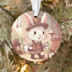 Schattig Witte Konijn Wonderland Whimsische Tijdbe Ornament