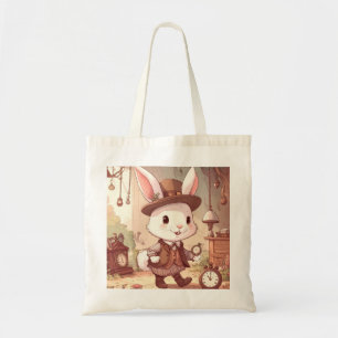 Schattig Witte Konijn Wonderland Whimsische Tijdbe Tote Bag