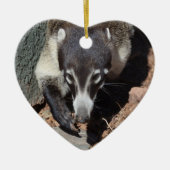 Schattig witte nosse coati keramisch ornament (Voorkant)