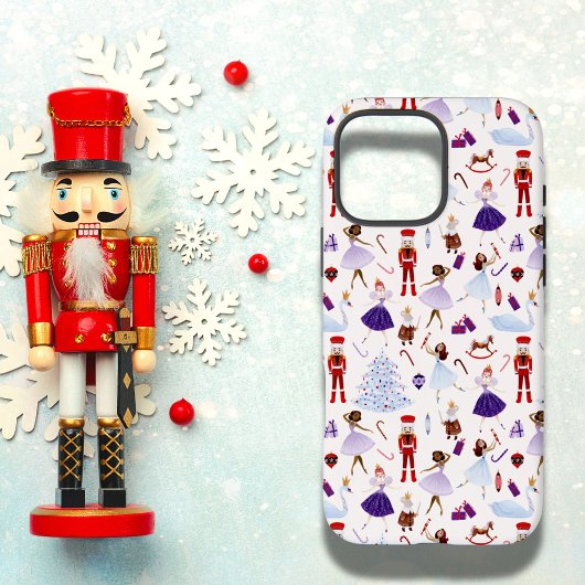 Schattig Witte Notenkraker Kerstpatroon Case-Mate iPhone Case